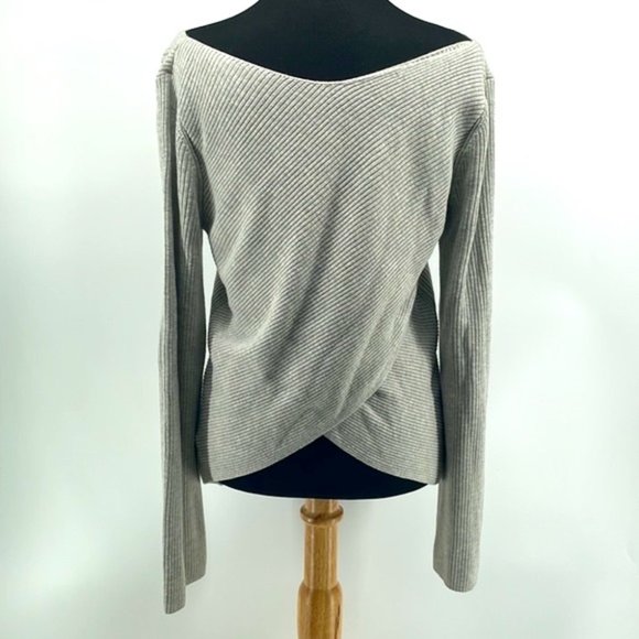 Aritzia Babaton Kitano Sweater Heathered linen wool blend cream grey sz m - Picture 3 of 11